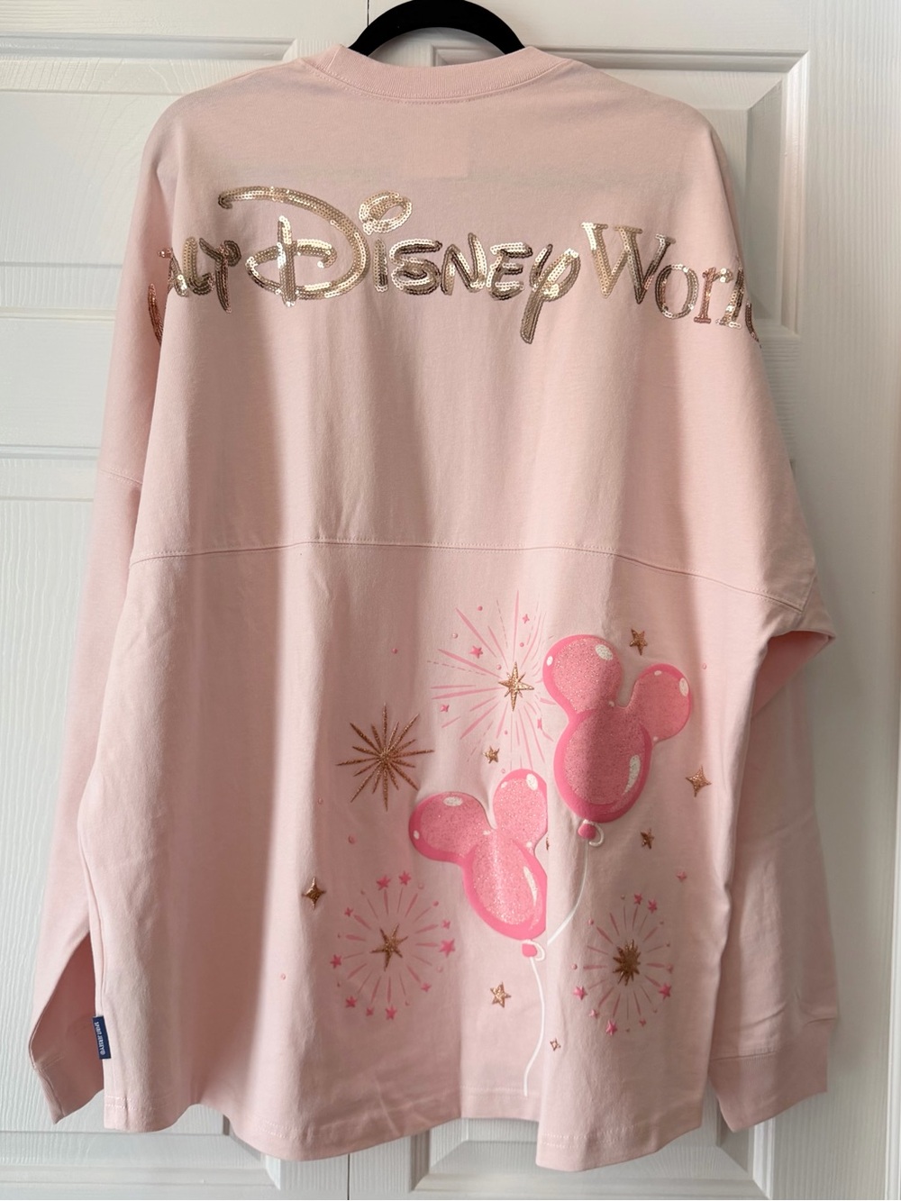 NEW Walt Disney World 2024 Pink Sequins Mickey Balloon Spirit Jersey Women XL